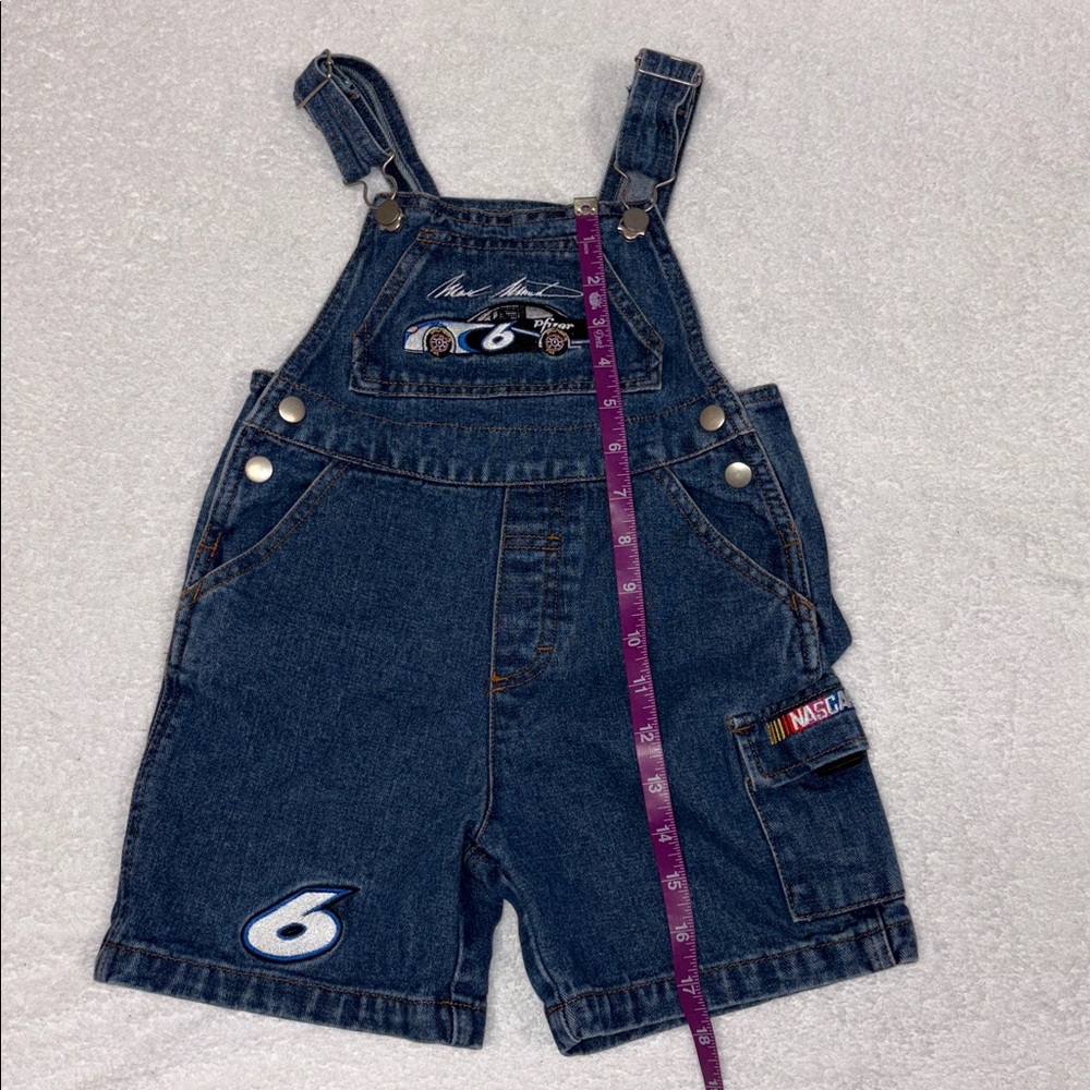 Team caliber mark martin race nascar denim blue Jean shortall overalls size 3t